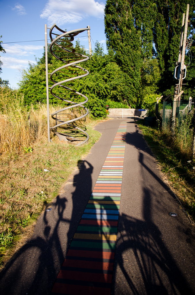 The BRCA2 sequence on a cycle path near the Sanger Institute (Image credit: Joe Dunckley for the ICR)