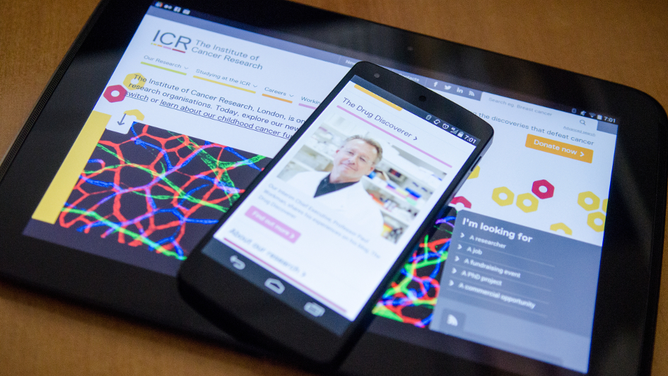 The ICR's website on a tablet and phone