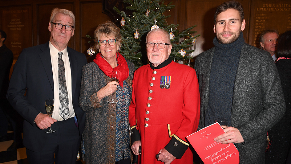 Jeremy Paxman, Prue Leith, William K Gorrie and  Edward Holcroft at the Carols from Chelsea 2017 event