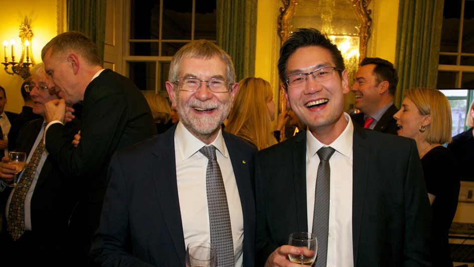 Ian Judson and Paul Huang at 10 downing st carousel