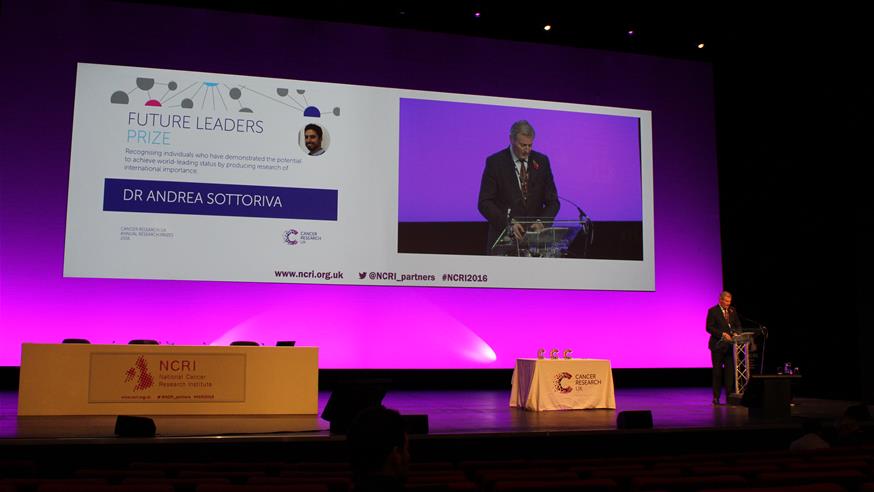 Dr Andrea Sottoriva's Cancer Research UK Future Leader prize is announced at NCRI 2016