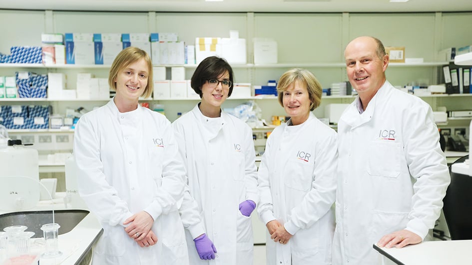 From left to right: Scientists Sally George and Elisa Izquierdo Delgado, who received funding from Christopher’s Smile, with Karen Capel, Kevin Capel
