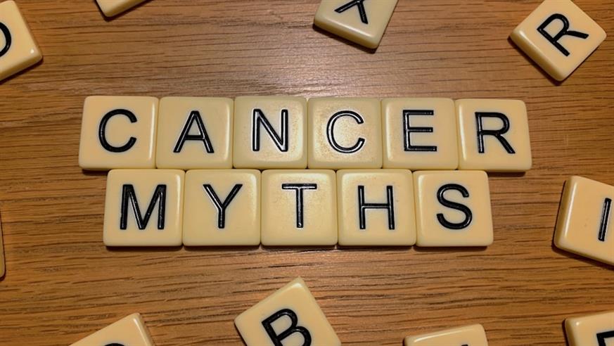 Letter tiles spelling out the words 'cancer myths'
