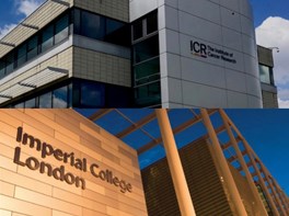 Split image of Sir Richard Doll building in Sutton and Imperial College building in South Kensington 547x410
