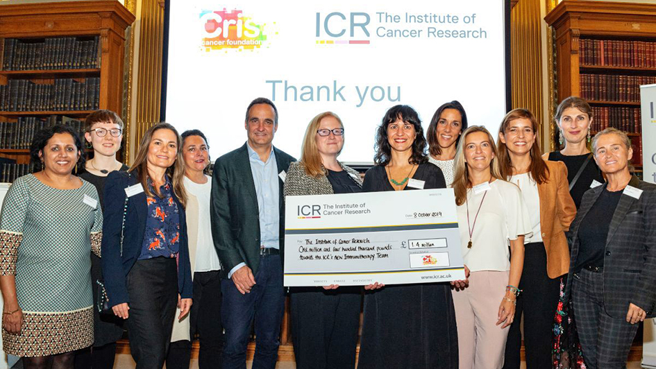Discovery Club 2019 cheque from CRIS Cancer Foundation