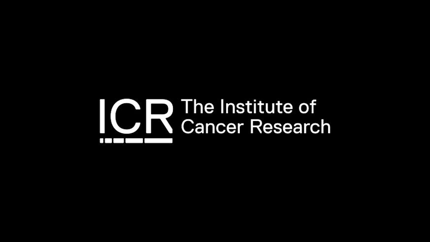 ICR logo, white text on black background