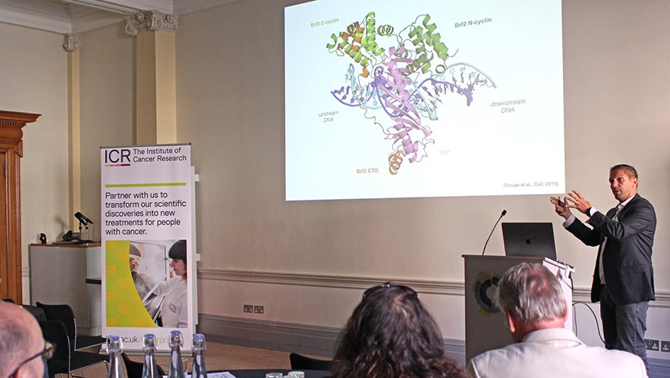 Image: Dr Alessandro Vannini presenting at the ICR Enterprise breakfast event