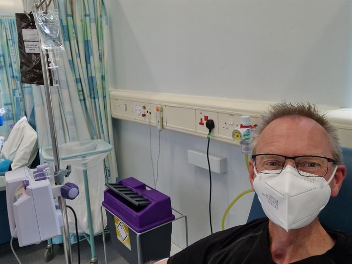 John Dabell in hospital undergoing immunotherapy 