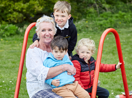 Karen O’Malley and her grandchildren in the park