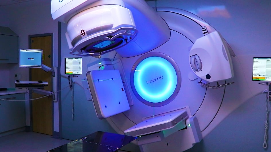 MR linac machine - cutting edge white scanner with blue lighting