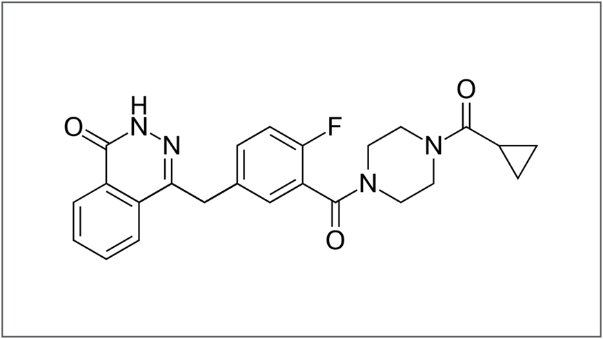 Chemical structure of PARP inhibitor drug Olaparib