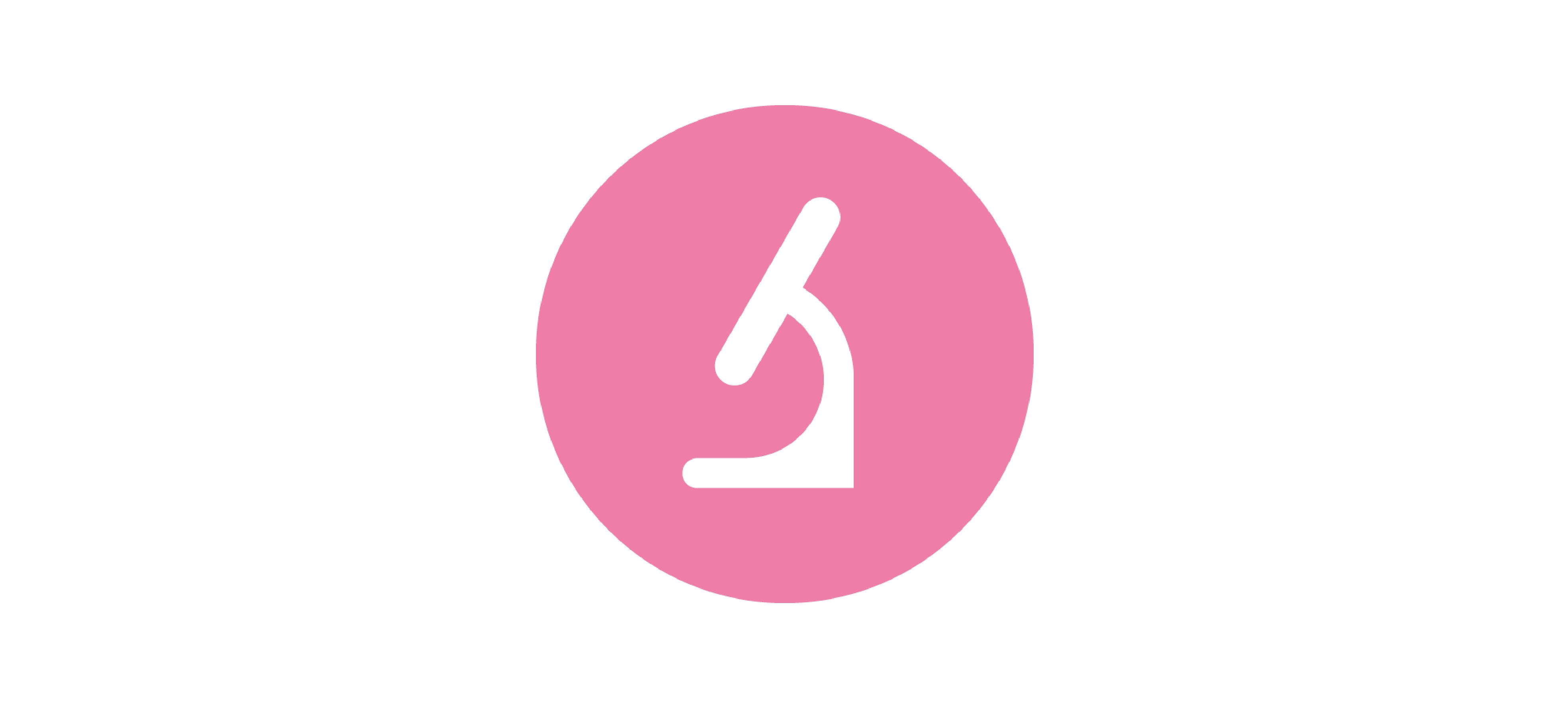 Pink icon of a microscope