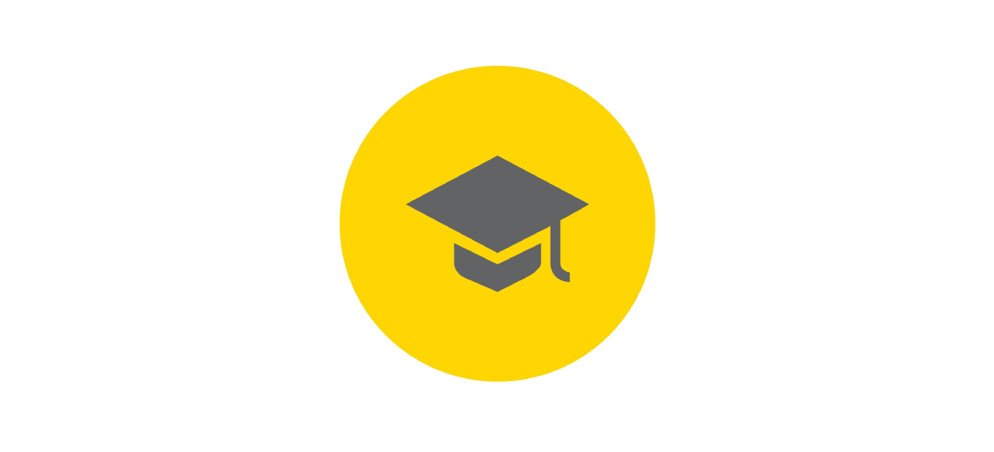 Yellow icon of a graduation hat