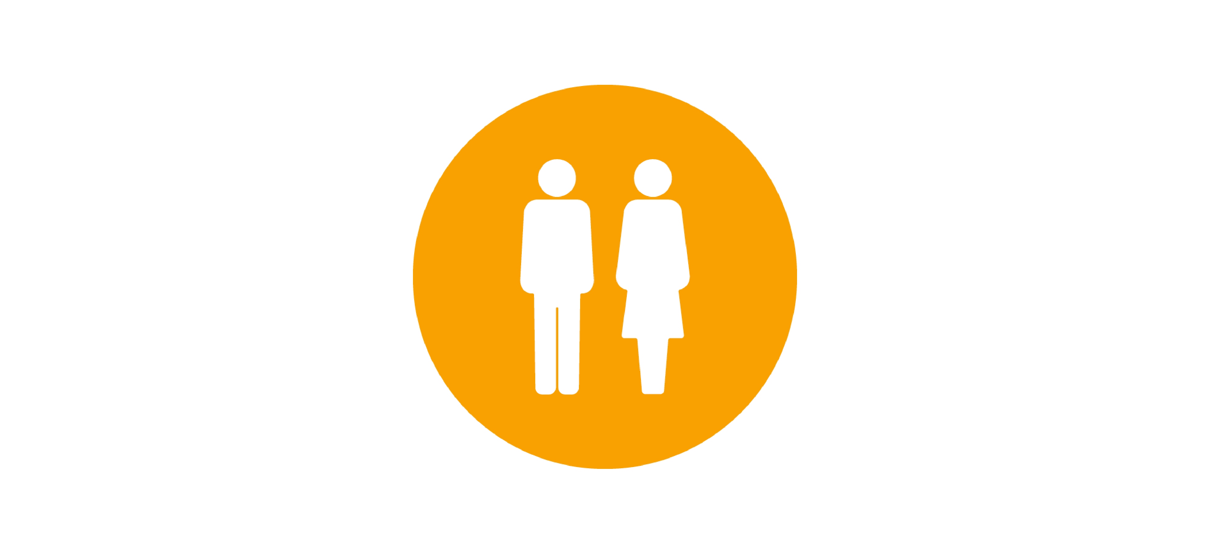 Orange icon of a symbol of a man and a woman