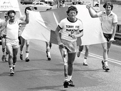 Terry Fox running the Marathon of Hope