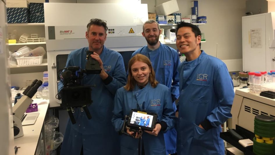 The One Show camera crew with the Translational Immunotherapy team