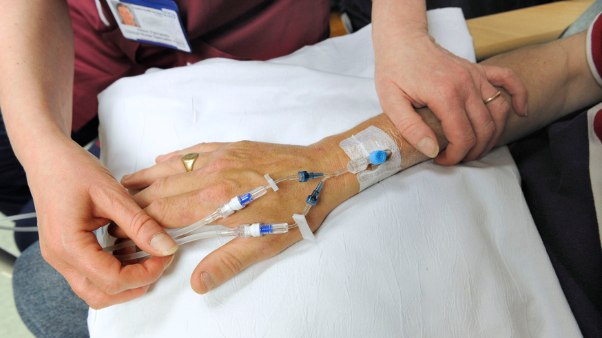 A patient receiving treatment in Croydon Hospital (2013)